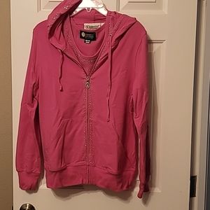 CHRISTINE ALEXANDER 2PC RELAXED FIT SPA HOODIE AND TEE MEDIUM EUC